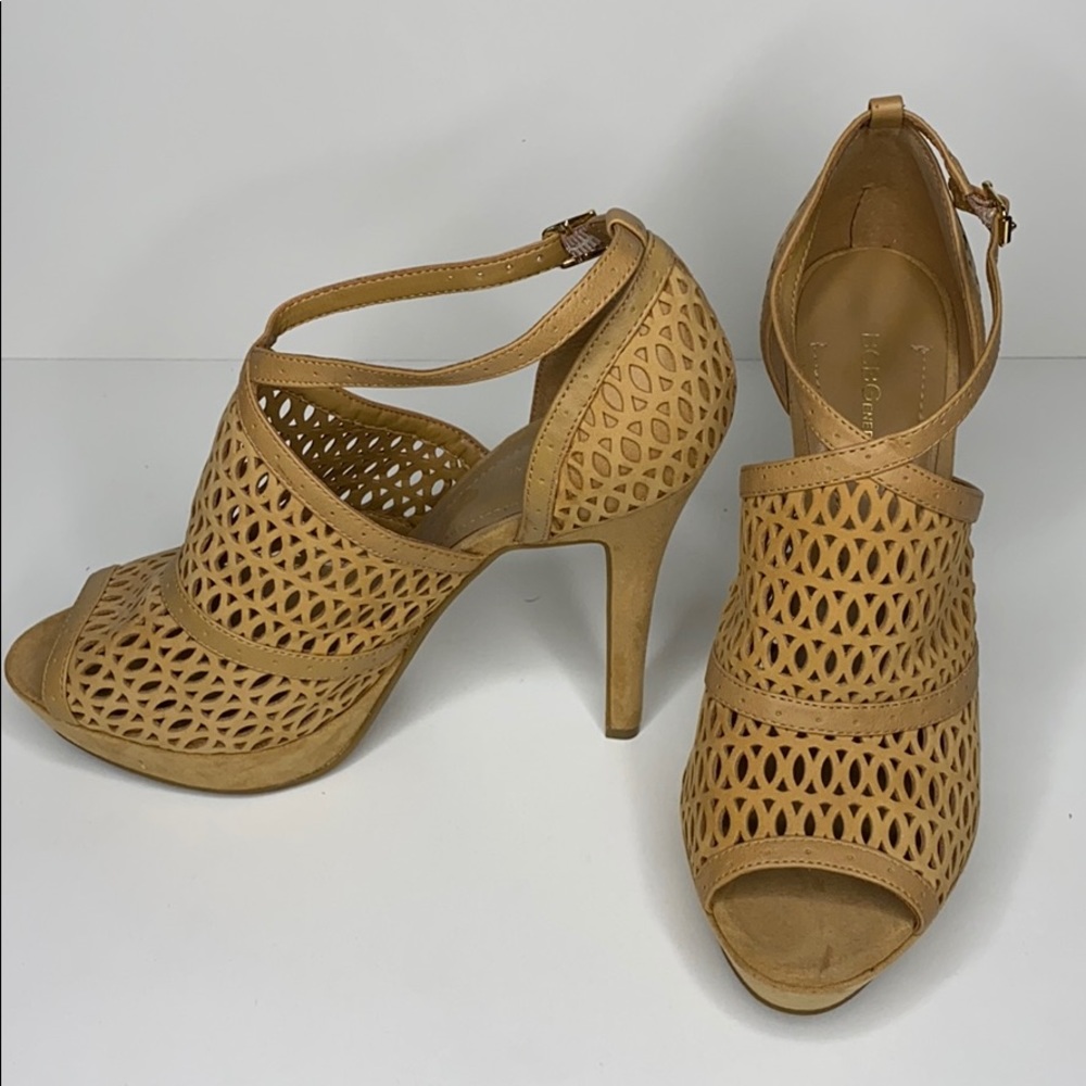 BCBGeneration suede cage toe strappy heel